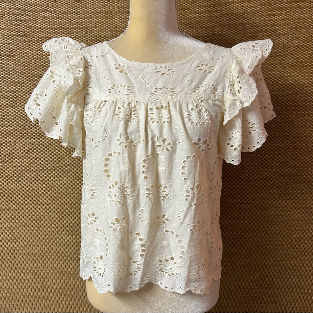 Industry Republic Clothing Top Womens XS Ivory Eyelet